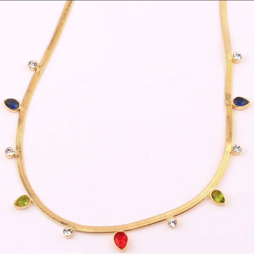 18k Gold Plated Snake Choker Necklace with CZ stones